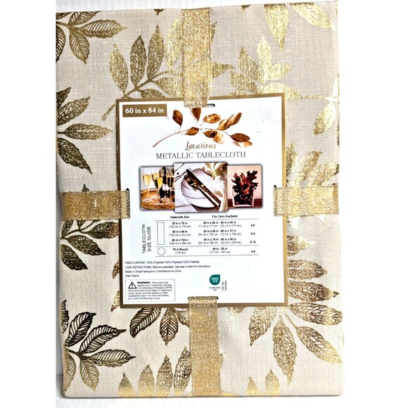 Luxurious Metallic Tablecloth Kitchen Dining Table 60 x 84-in Polyester Gift - Picture 4 of 6